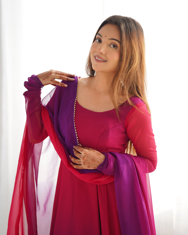 Trending Dark Pink Pure Georgette Anarkali
