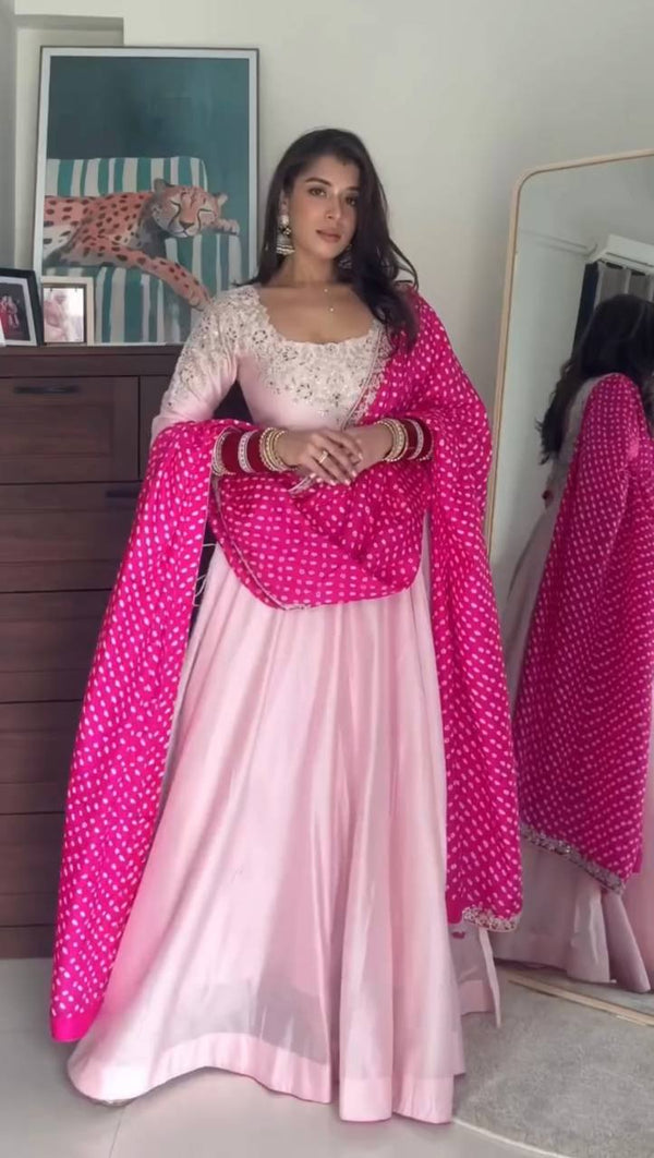 Priya Pink Stylish Anarkali Suit Set