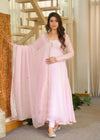 Nisha Baby Pink Embroidered Anarkali Suit Set with Dupatta