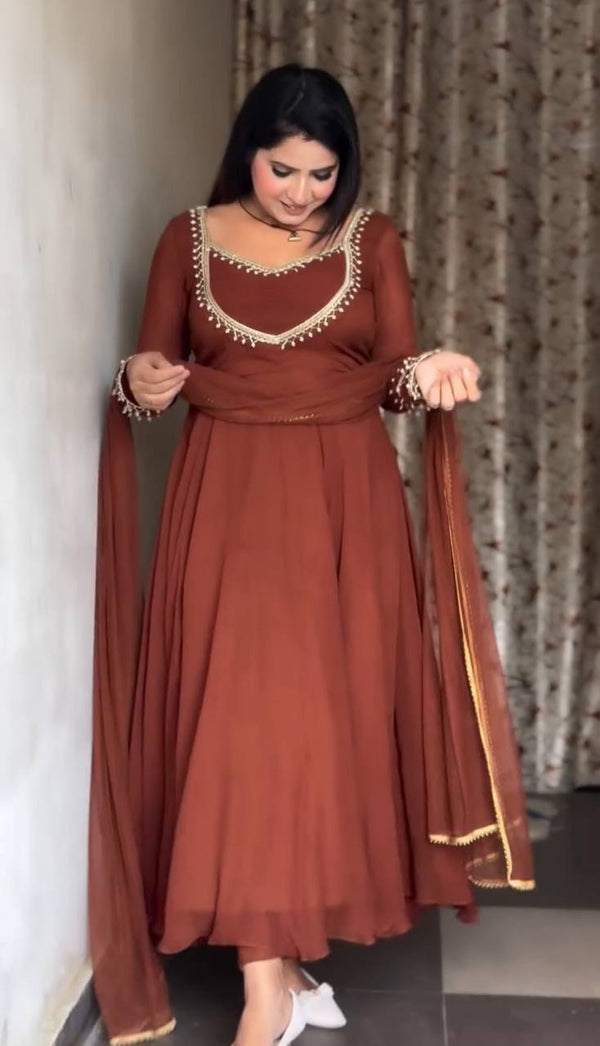 Mustured Festive Anarkali suit
