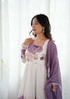 Goldy Flowers Purple Organza Silk Anarkali Gown