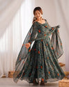 Bandhej Green Soft Chiffon Forest Designer Anarkali Gown