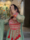 Sage Green Hand Work Anarkali Suit Set with Dupatta