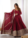 Neha Maroon Premium Anarkali Suit Set