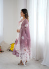 Goldy Flowers Onion Pink Organza Silk Anarkali Gown
