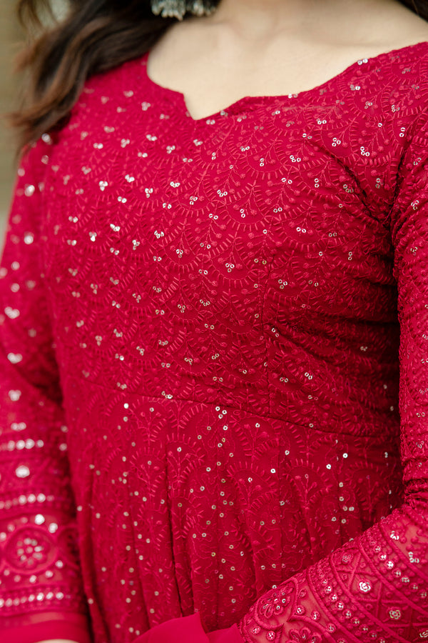 Atmiya Red Anarkali Suit Set