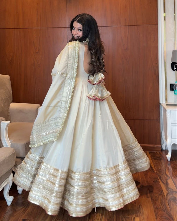 Neha White Premium Anarkali Suit Set