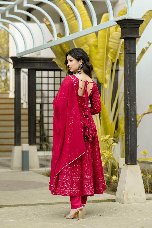 Atmiya Red Anarkali Suit Set