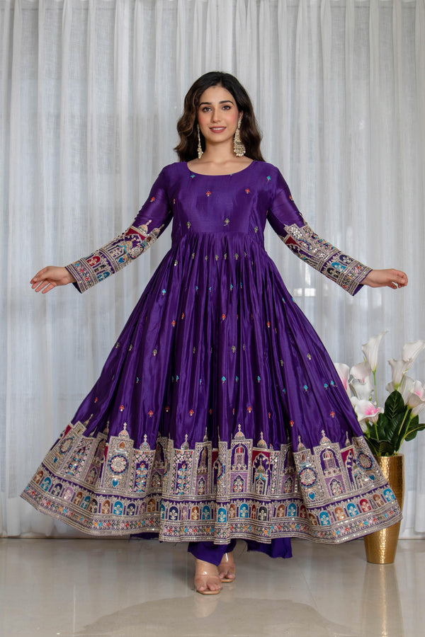 Tulip Canvas Cinon Anarkali Suit Set