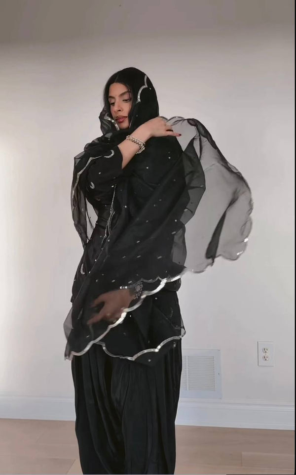 Chandani Black Designer Wear Top Set