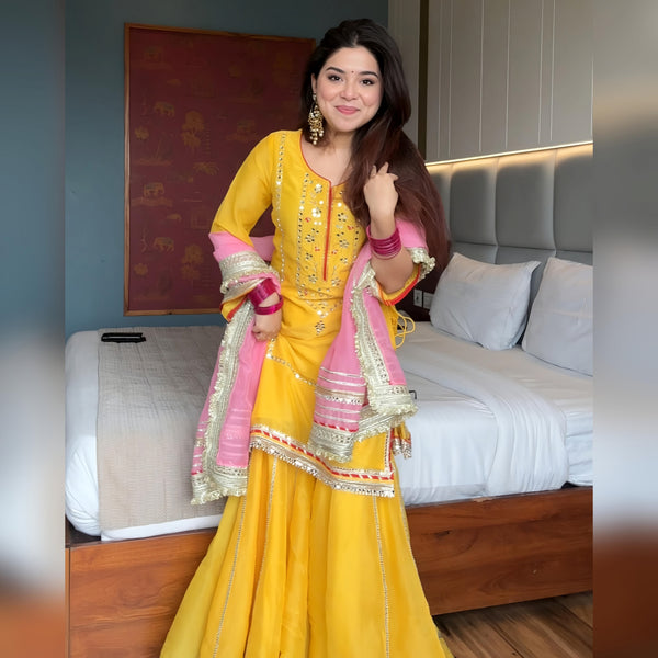 Vratikla Neon Yellow Colour Sharara Suit