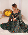 Bandhej Green Soft Chiffon Forest Designer Anarkali Gown