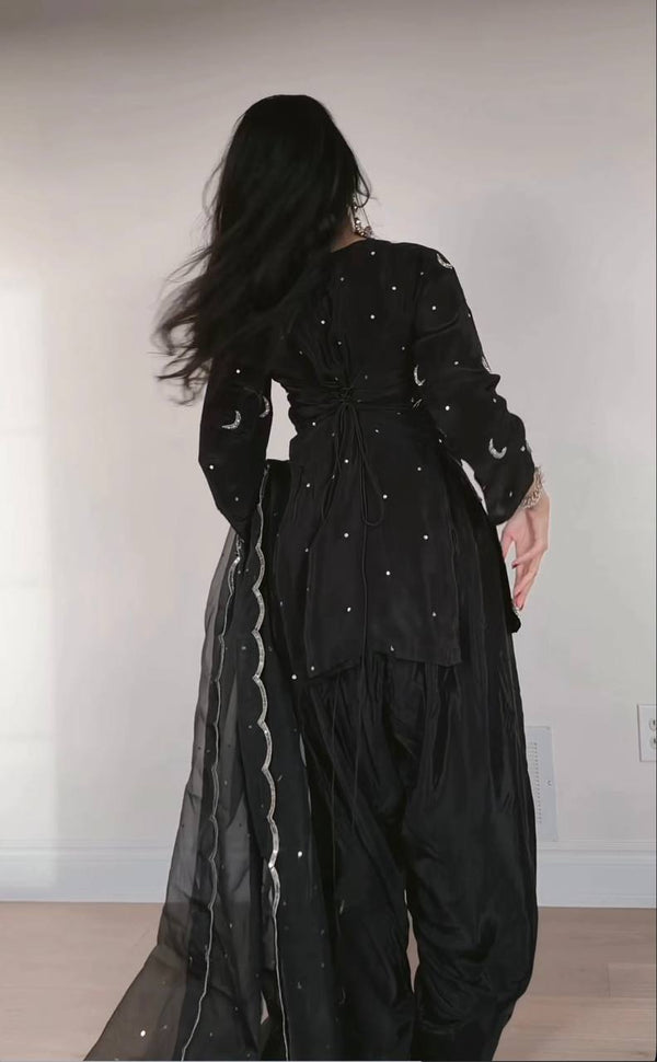 Chandani Black Designer Wear Top Set