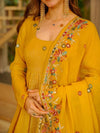 Nilam yellow Embroidered Stylish Anarkali Suit Set