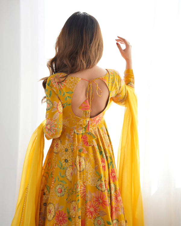 Nilam Yellow Kediya Style Designer Plazzo Pair