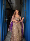 Classic Wine Flared Anarkali Suit with Dupatta