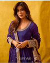Purple Cinon Silk Anarkali Premium Suit Set