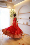 Royal Red Trendy Anarkali Gown with Dupatta