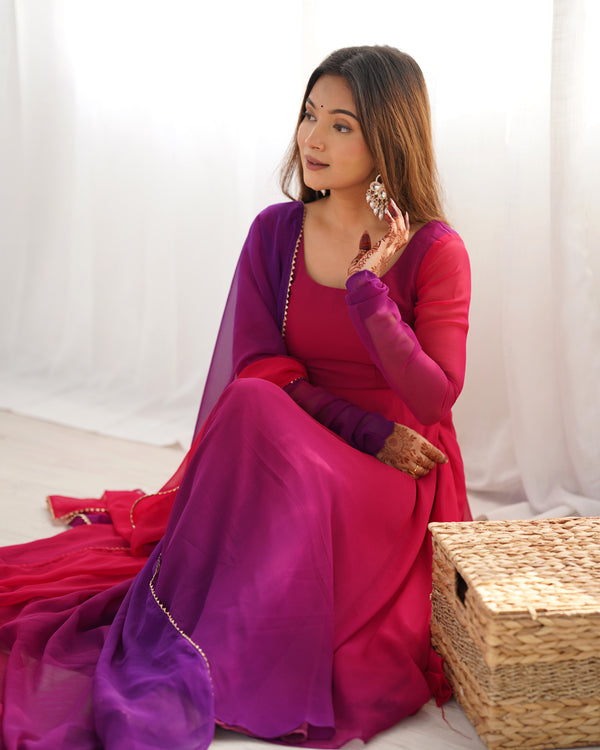 Trending Dark Pink Pure Georgette Anarkali