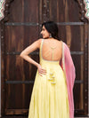 Yellow Anarkali Suit Set with Pink Dupatta Festive & Wedding Wear