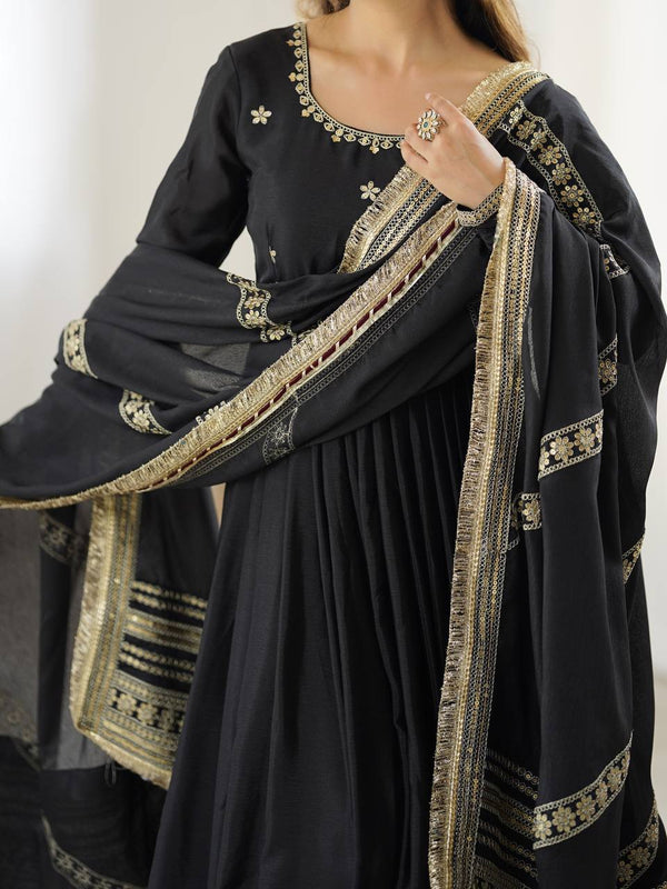 Neha Black Premium Anarkali Suit Set