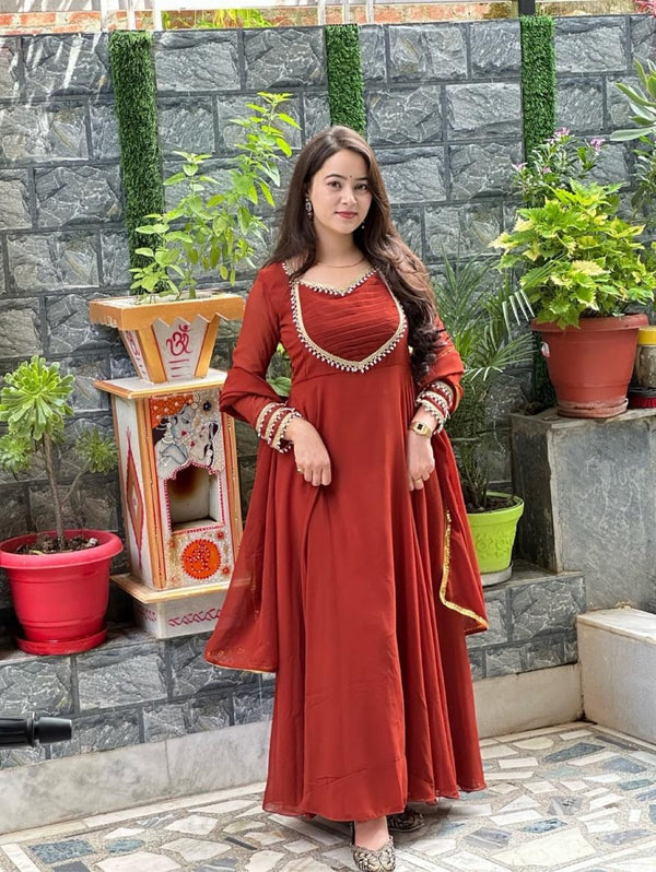 Mustured Festive Anarkali suit