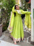 Lime Green Flared Anarkali Suit Set with Dupatta