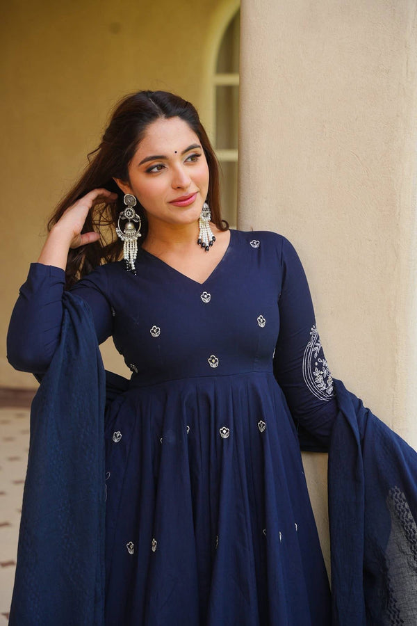 Siya Designer Navy Blue Ethnic Anarkali Suit Set