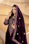 Purple Velvet Anarkali Suit Set with Dupatta