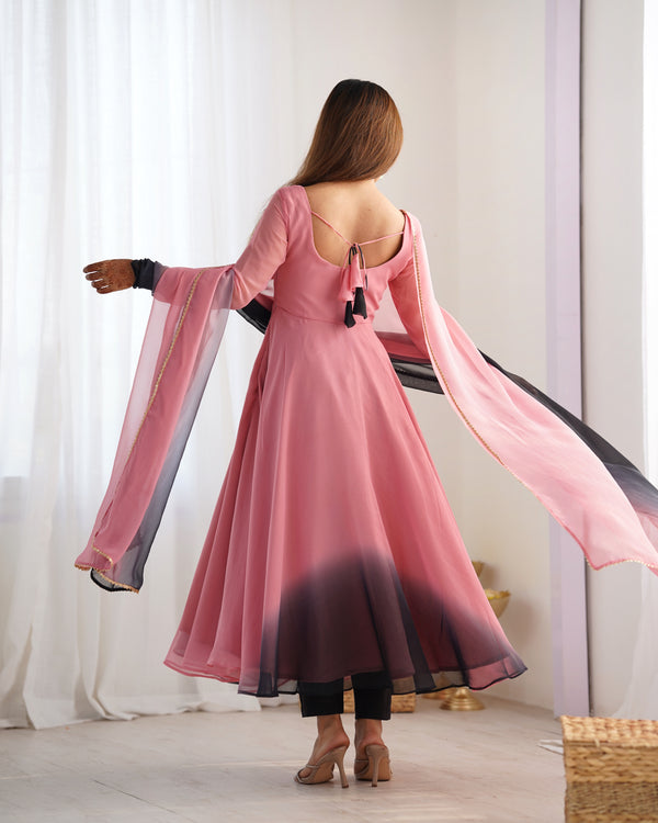 Trending Onion Pink Pure Georgette Anarkali Gown