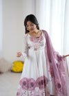 Goldy Flowers Onion Pink Organza Silk Anarkali Gown