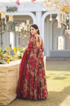 Salisha Red Malti Color Anarkali Suit Set