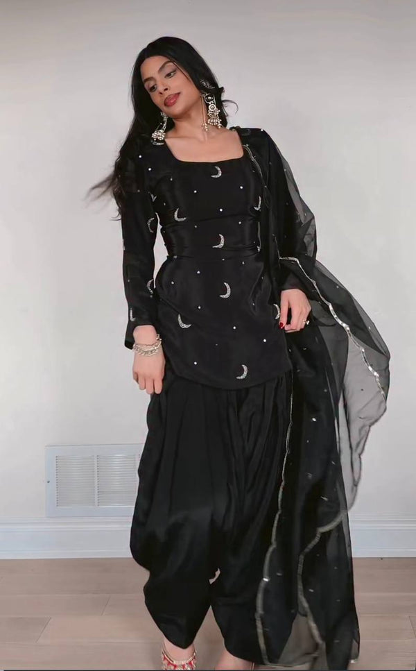 Chandani Black Designer Wear Top Set