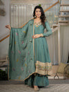 Designer Anarkali Suit Set with Rich Border & Neck Embroidery