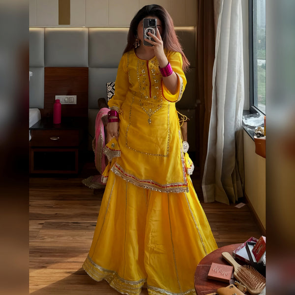 Vratikla Neon Yellow Colour Sharara Suit