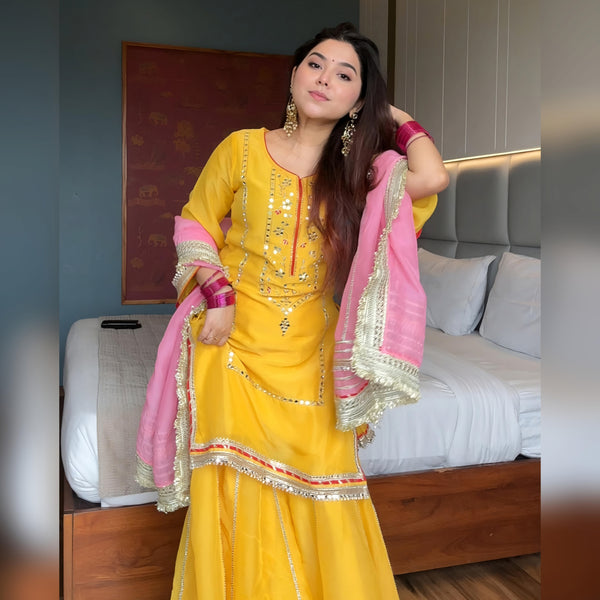 Vratikla Neon Yellow Colour Sharara Suit