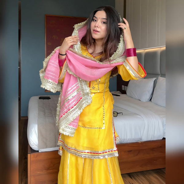 Vratikla Neon Yellow Colour Sharara Suit