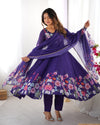Nitara Blue Floral Print with Handwork Organza Anarkali