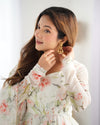 Maitri White Floral Digital Printed Pure Organza Anarkali Gown