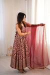 Sunshine Maroon Jacquard Anarkali Suit Set with Dupatta