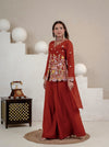 Riya Classic Rust Embroidered Ethnic Palazzo Suit Set