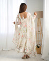 Maitri White Floral Digital Printed Pure Organza Anarkali Gown