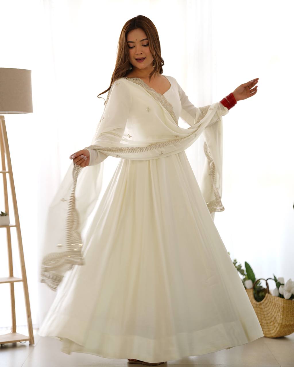 Divine Off White Colored Heavy Roman Silk Chanderi Anarkali Gown – Kitheera Divine Off White Colored Heavy Roman Silk Chanderi Anarkali Gown – Kitheera