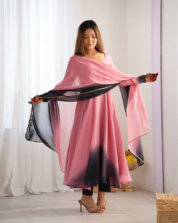 Trending Onion Pink Pure Georgette Anarkali Gown