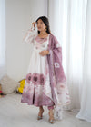 Goldy Flowers Onion Pink Organza Silk Anarkali Gown