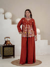 Riya Classic Rust Embroidered Ethnic Palazzo Suit Set