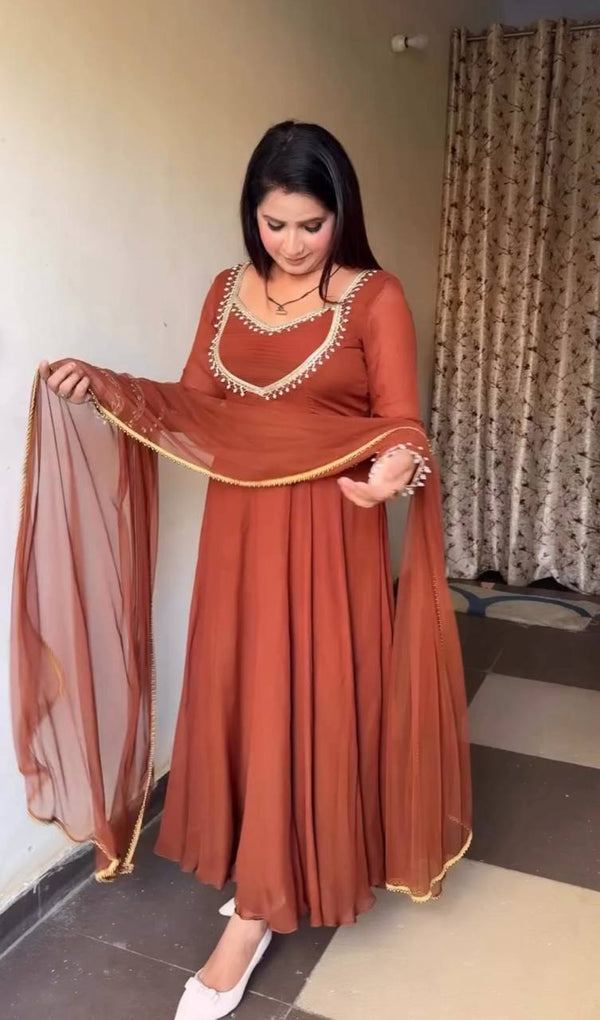 Mustured Festive Anarkali suit