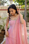 Priya Aarohi Baby Pink Flared Anarkali Suit Set with Embroidered Dupatta