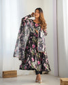Maitri Black Floral Digital Printed Pure Organza Anarkali Gown