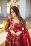 Salisha Red Malti Color Anarkali Suit Set